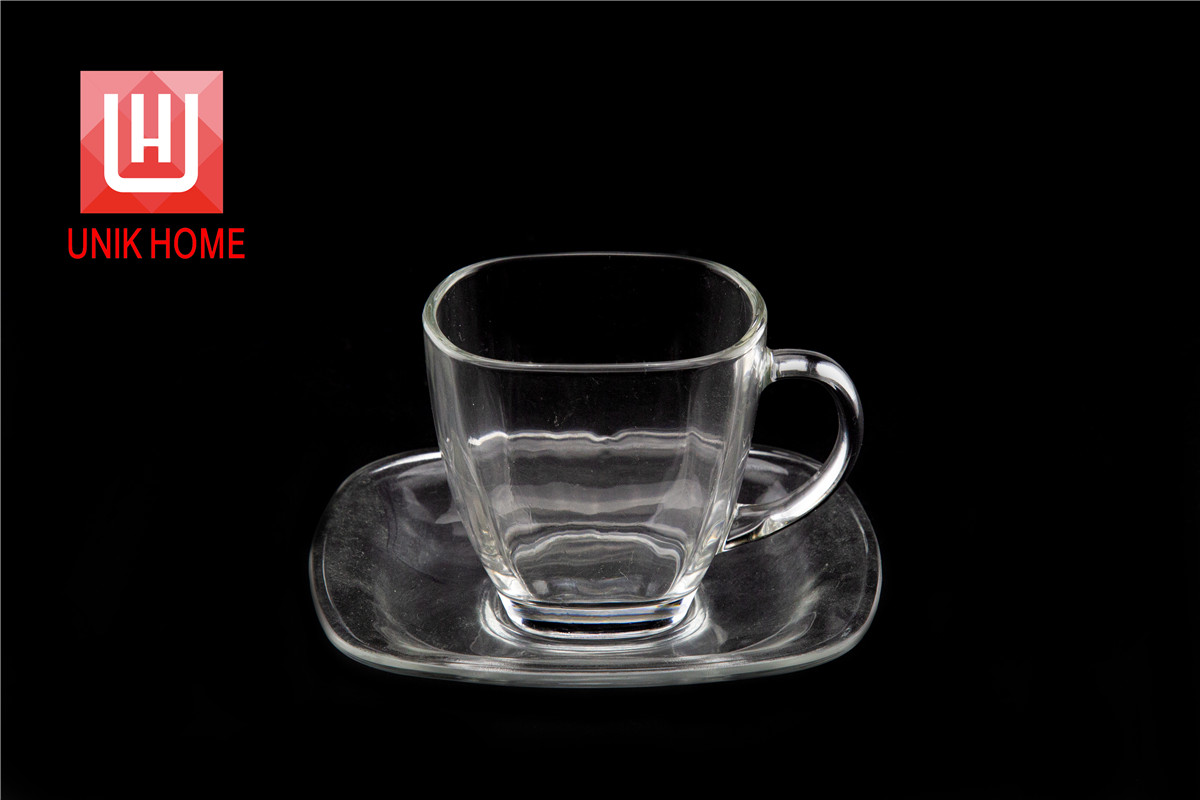 UNIK HOME Heat Insulation Free Sample Glass Customize Glass Cup And Plate Set