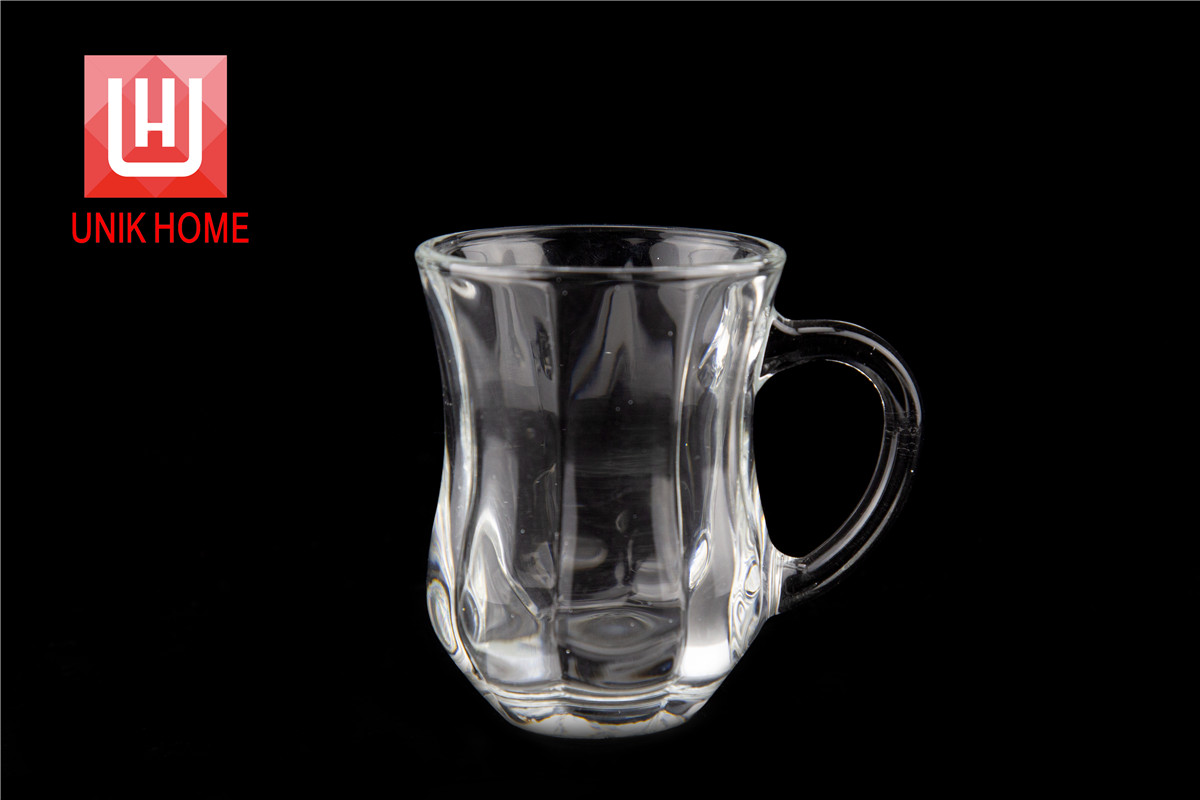 UNIK HOME High Quality Clear Eddy design Tea Juice Glass Mug with Handle DM214