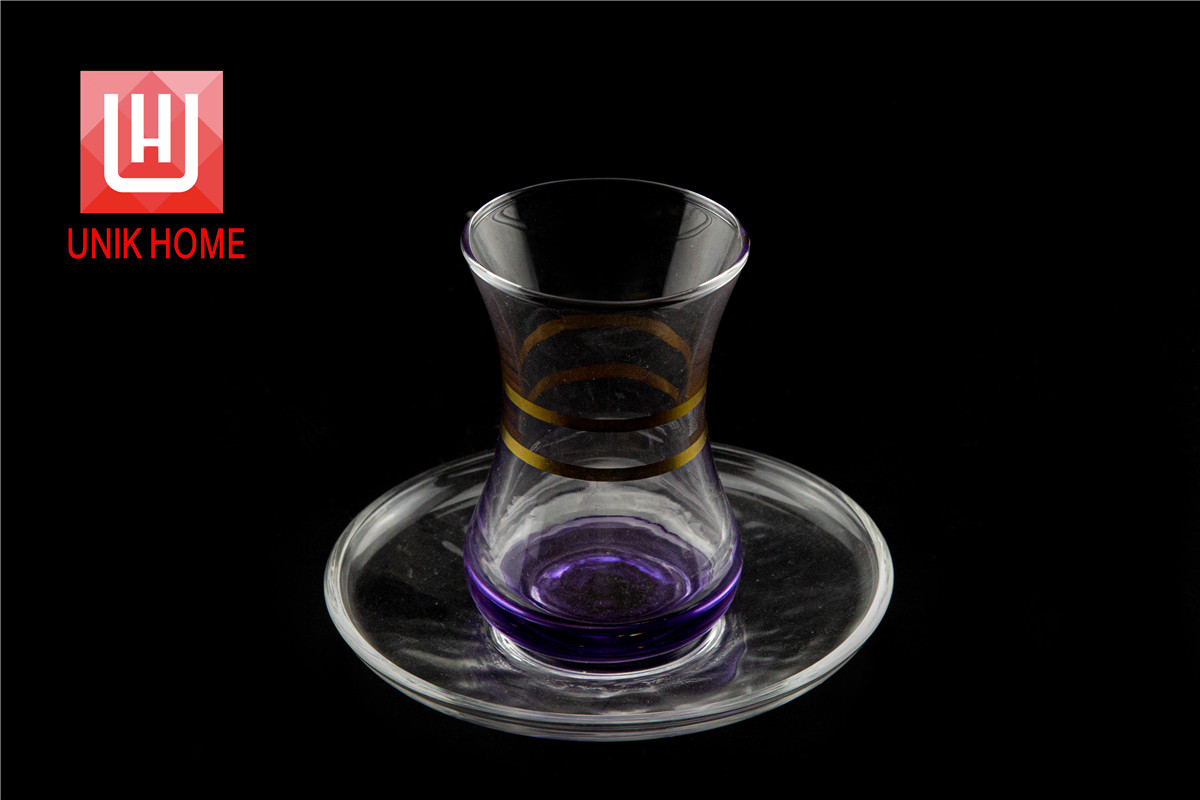 UNIK HOME Hot Sales Glass Coffee Mug Single Layer Colored Drinking Glass Tea Cup With Plate