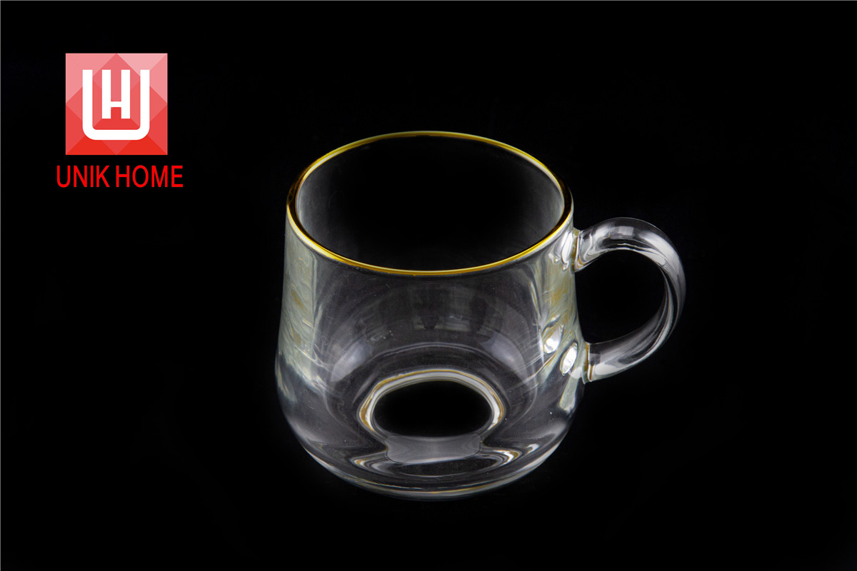 UNIK HOME Glass Cup Crystal Gold Rim Glass Drinking Cup Mug Whiskye Cup Wine Glasses Large Tea Coffee Cup Home Cafe Bar Drinkware ZB115JB