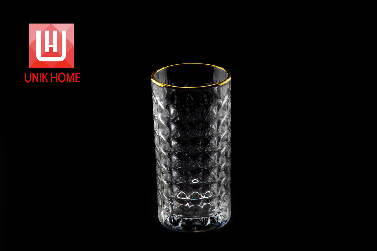 UNIK HOME Nordic style Whiskey beer mug crystal diamond glass gold rim coffee milk teacup home bar drink mugs transparent wine glass DM304JB