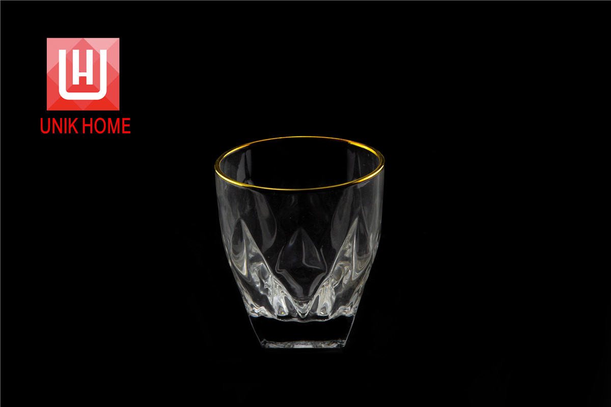 UNIK HOME Glass Mug Creative Coffee Mug Tea Beer Drinking Glasses Cup Tumbler Transparent Gold-rimmed Whiskey Wine Glasses Drinkware DM307-1JB