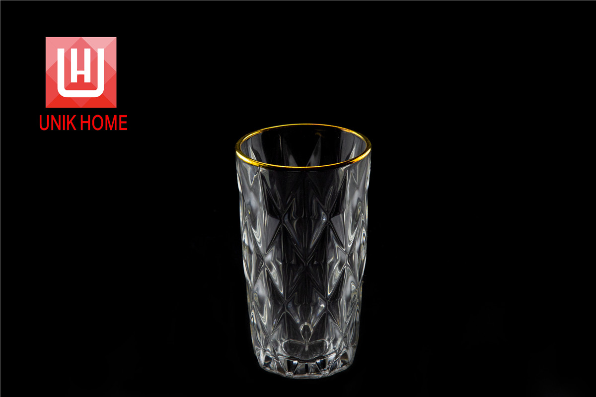 UNIK HOME Tea-mug Gold-rimmed Glass-Cup Crystal Transparent Wine Glass Bar Drinkware Elegantly Designed Hand Blown Creative Gift DM312JB