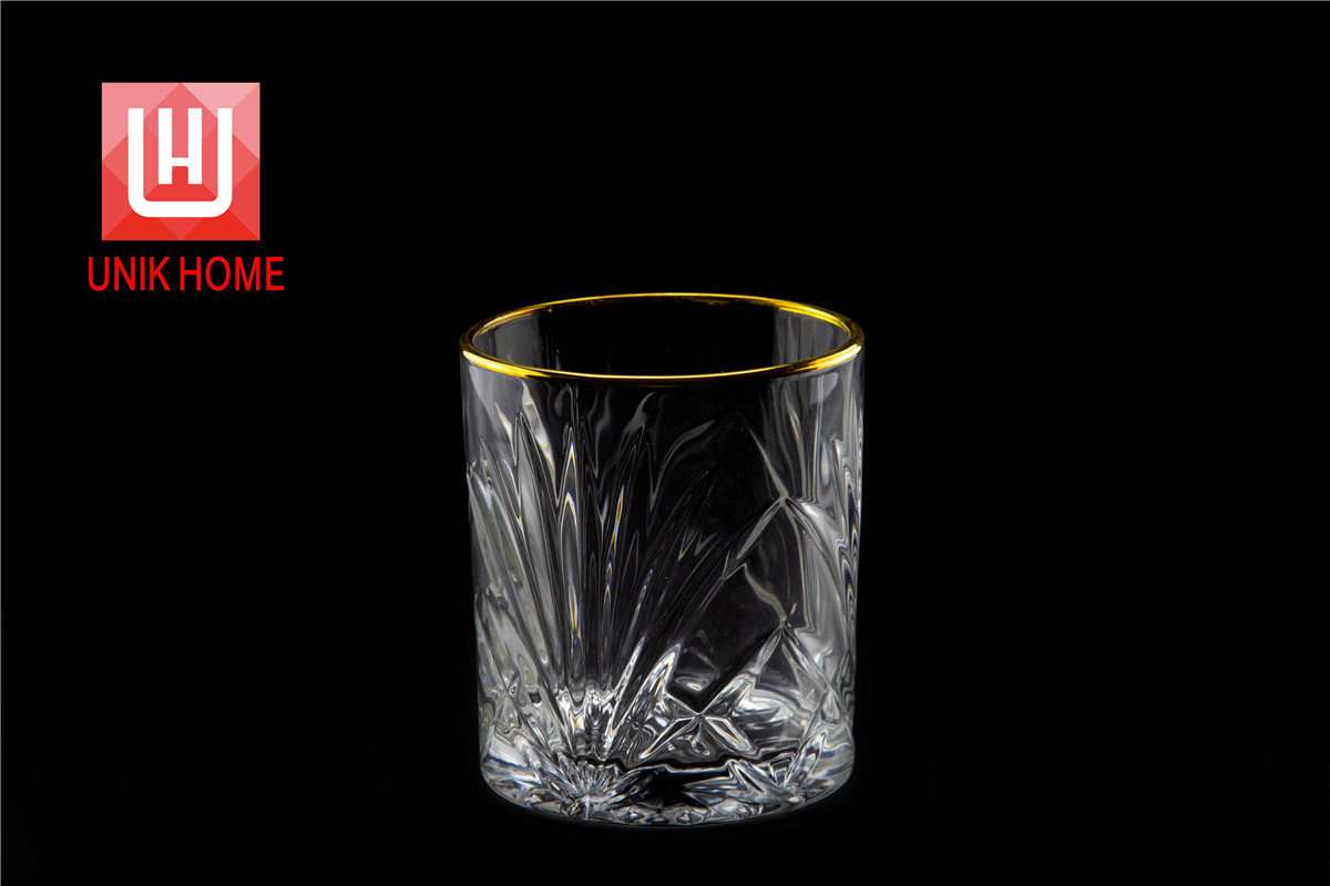 UNIK HOME Glass Coffee Cup Creative Wine Glasses Transparent Gold-rimmed Tea Mug Drinking Glasses Whiskey Glass Drinkware DM313JB