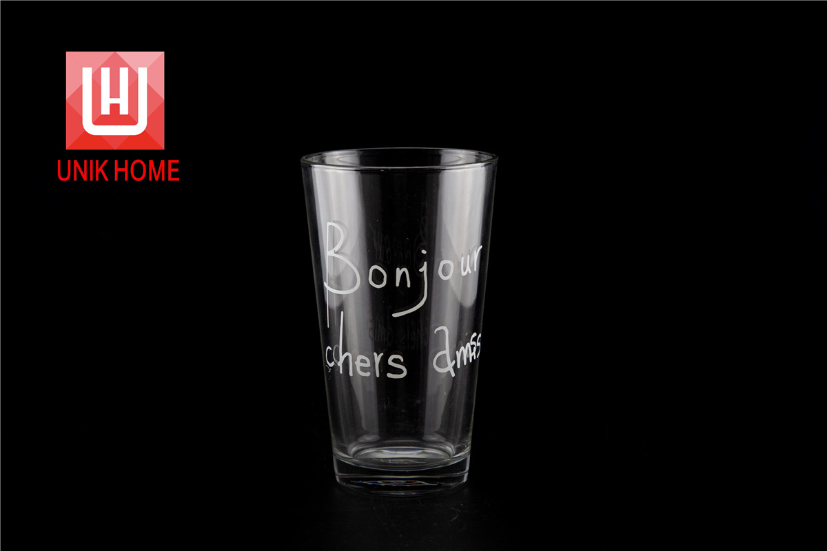 UNIK HOME Logo Printing Transparent Glass Cup Single Layer Manufacturer Customized Juice Glass Cup