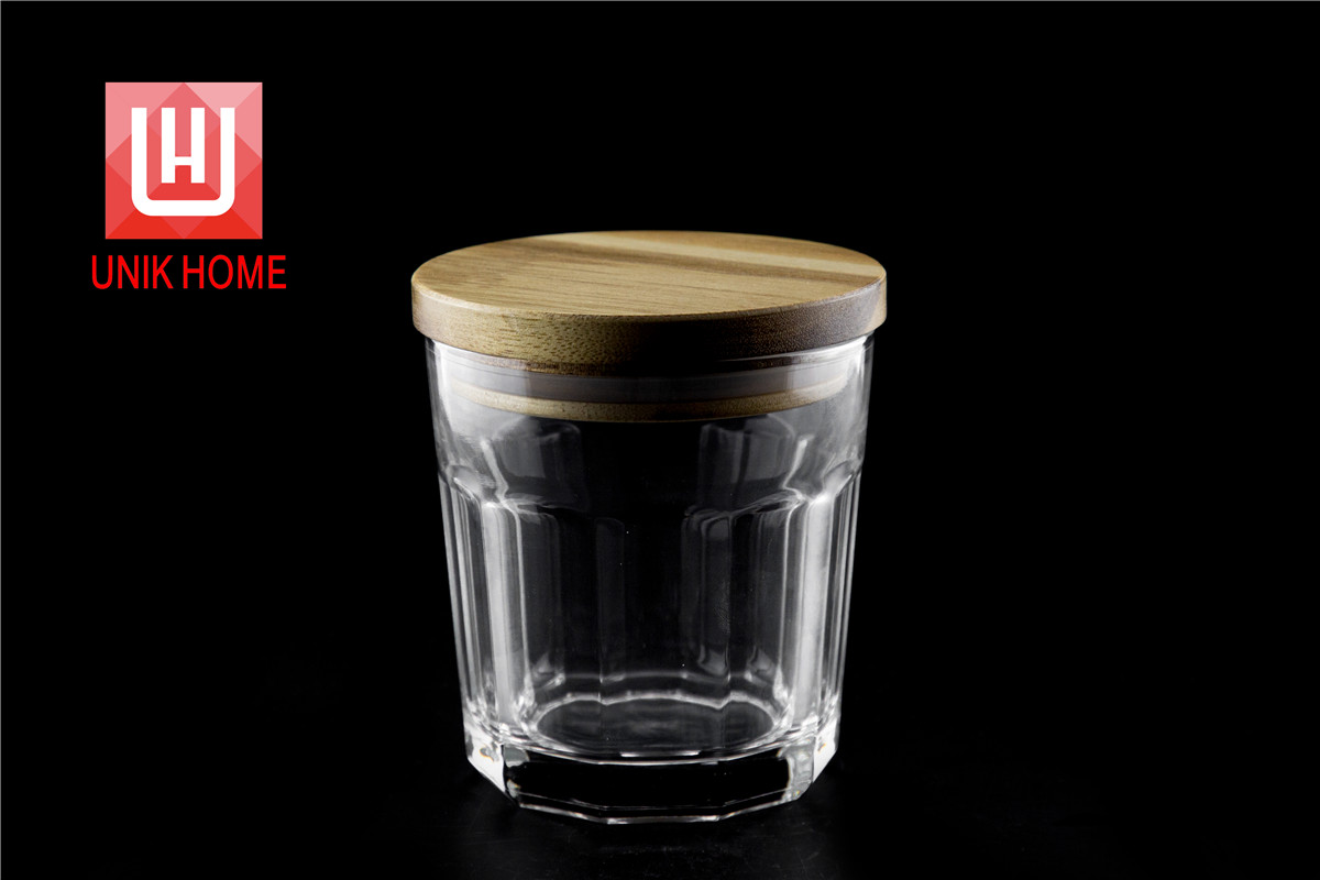 UNIK HOME Classical High Quality Hot Sales Custommized Logo Glassware Transparent Glass Coffee Cup With Bamboo Lid