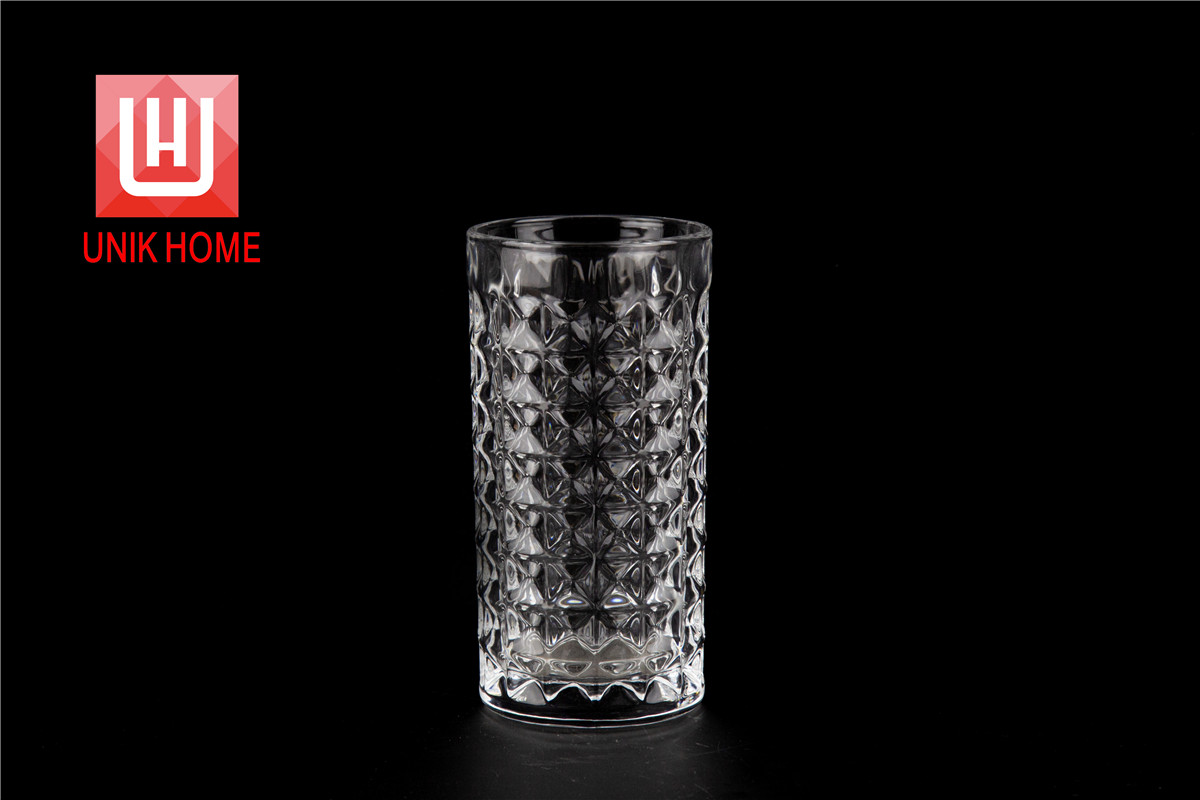 UNIK HOME Tall Size Classical Engraved Design Whiskey Glass Cup Hot Sales Transparent Tumbler Glassware