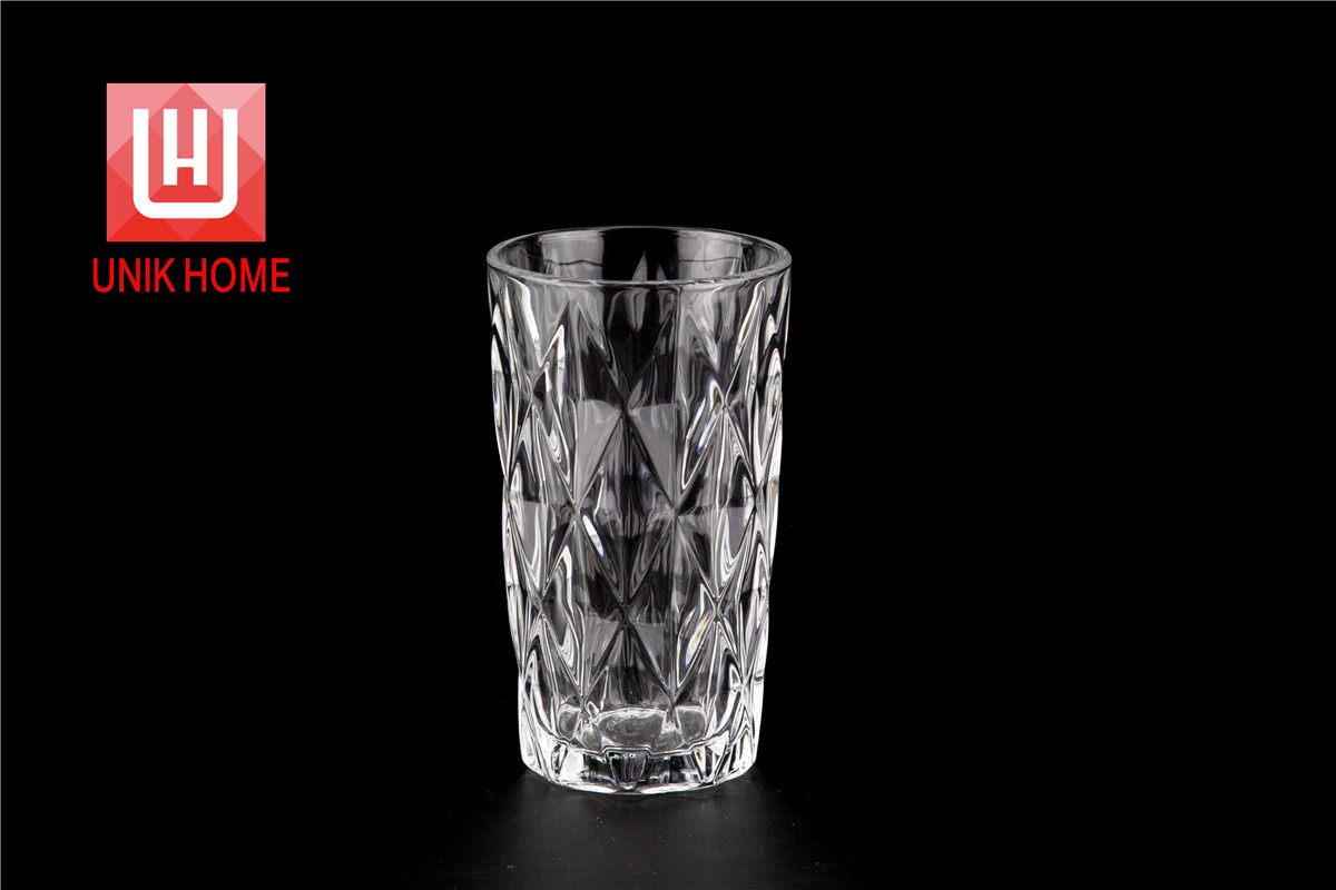 UNIK HOME 260ml Factory Direct Sales Embossed Glass Cup Tumbler Water Beer Cup For Home Using