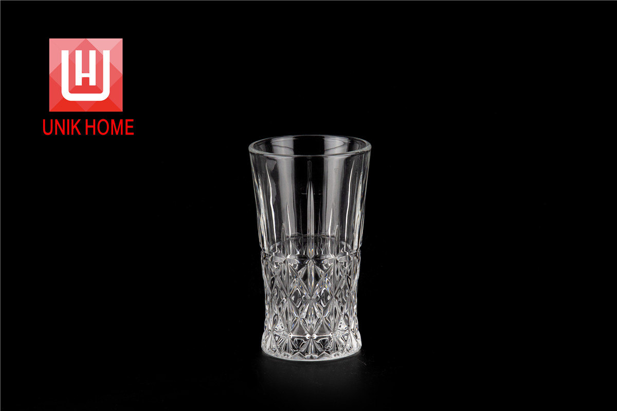 UNIK HOME Clear Glass Mug Modern Design Fashion Embossed Glass Wine Cup Reusable Drinking Beer Mug