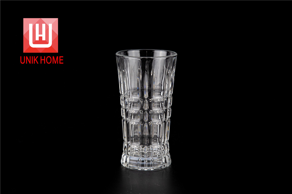 UNIK HOME Factory Direct Sales Medium Size Transparent Glass Cup Tumbler Embossed High Quality Water Juice Mug