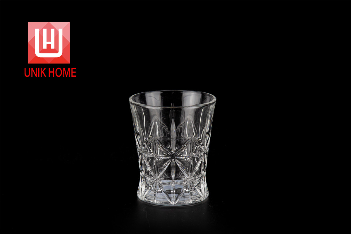 UNIK HOME High Quality Transparent Engraved Whiskey Cup Factory Direct Sales Heat Resistant Glass Water Juice Mug