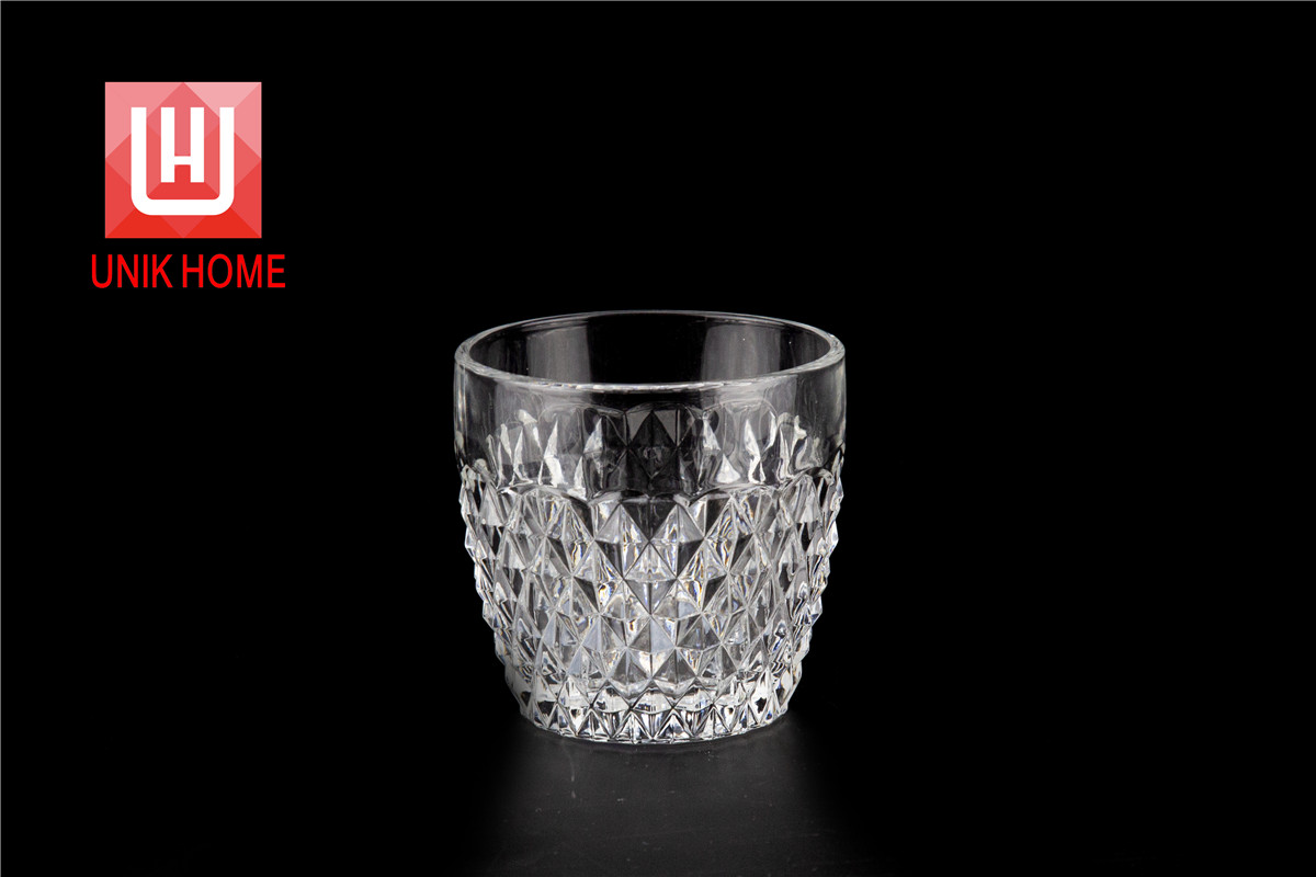 UNIK HOME Modern Design Full Embossed Whiskey Glass Cup Hot Sales Glassware Beer Mug For Restaurant Using