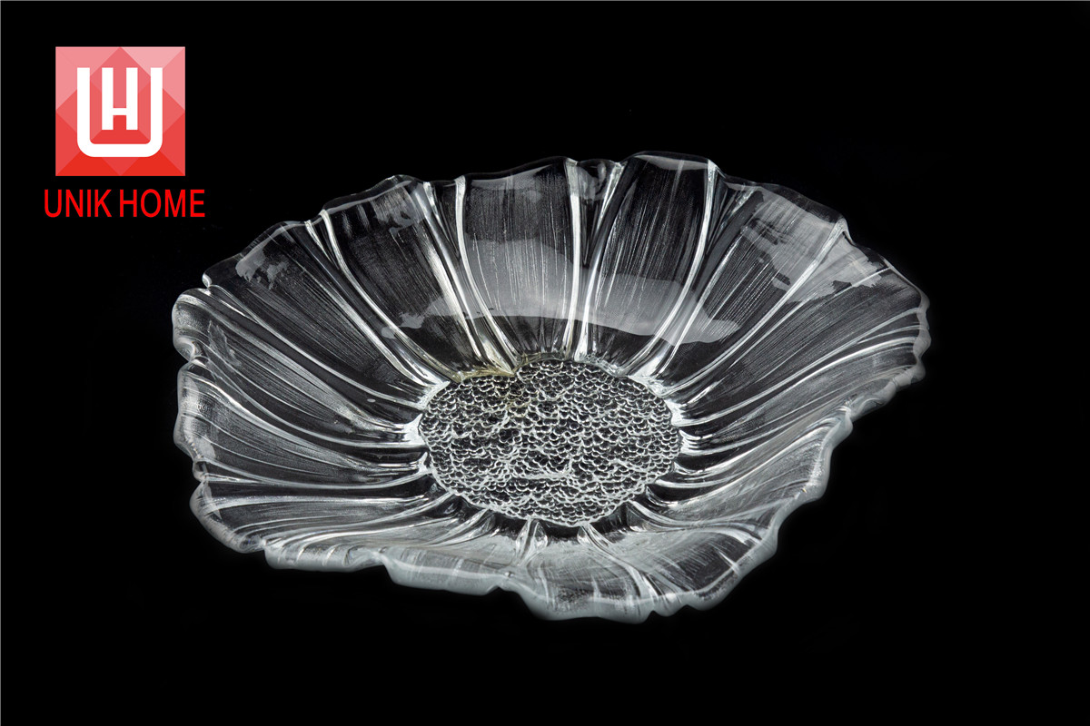 UNIK HOME Tempered Flower Design Glass Fruit Plate for Home Decoration _W1A2686477213