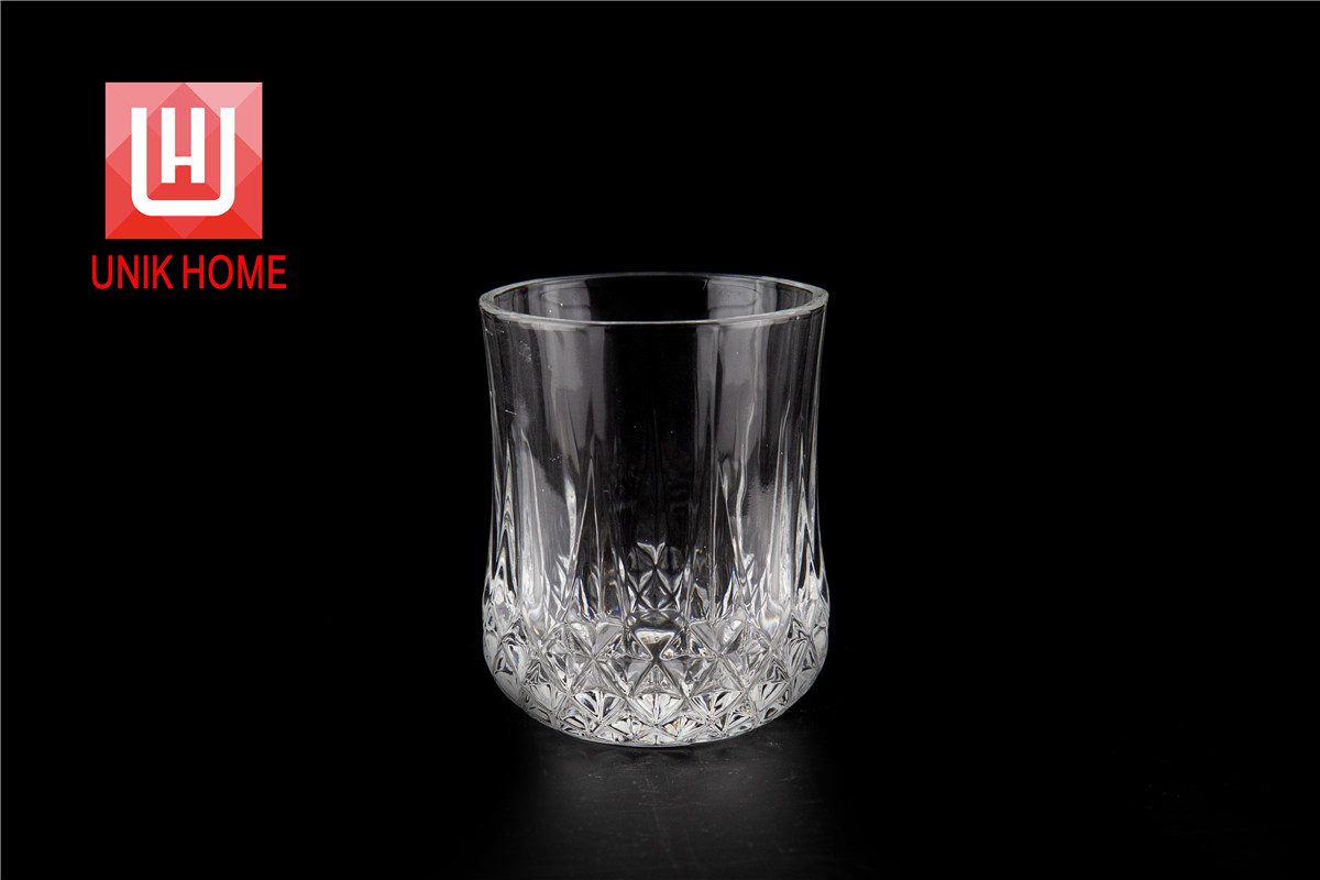 UNIK HOME Glass Meal Cup Fashion Transparent Embossed 210ml Glass Wine Cup Hot Sales