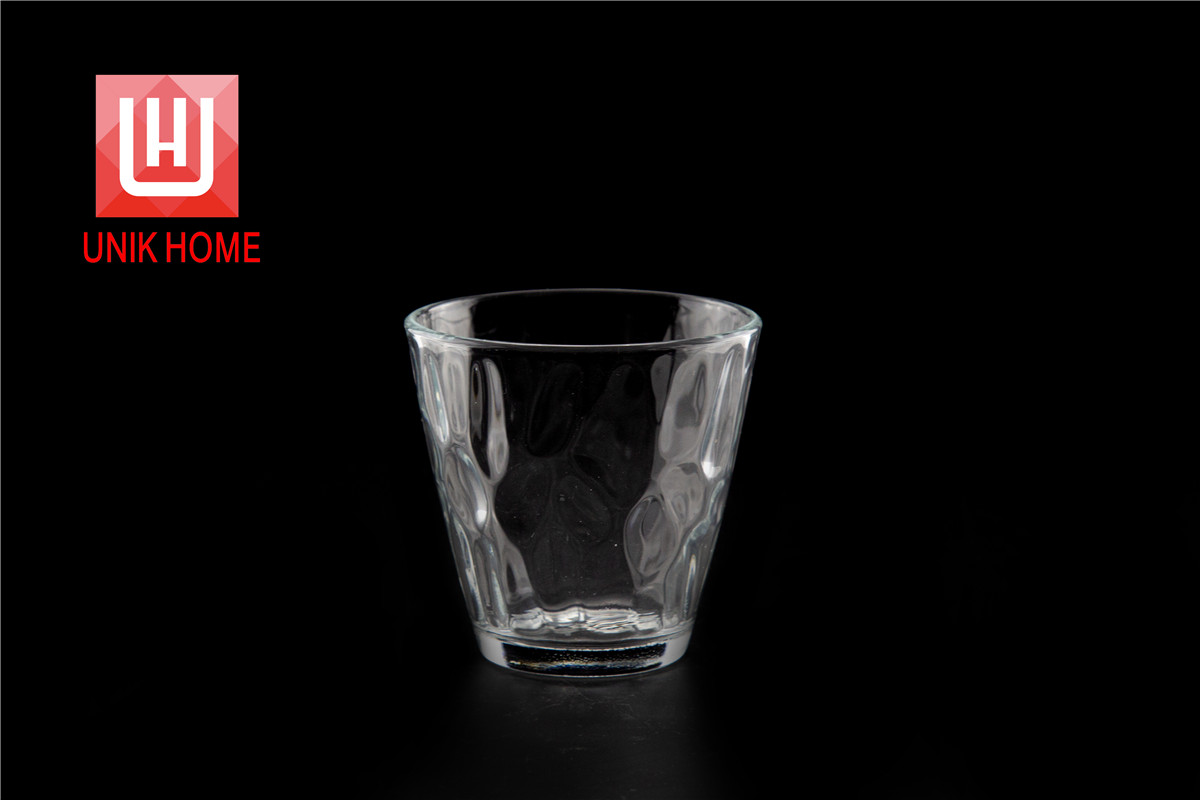 UNIK HOME Raindrop Embossed Glass Cup Factory Direct Sales Glassware Single Wall Mug High Quality