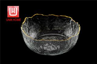 UNIK HOME Glass Salad Bowl Tableware Fruit Vegetables Bowl Irregular Shape Phnom Penh Glass Bowl Dinner Kitchen Dinnerware W805JB