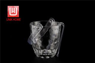 UNIK HOME Classical Dot Design Ice Bucket Wholesale Glassware Transparent Glass Ice Bucket With Handle And Clip