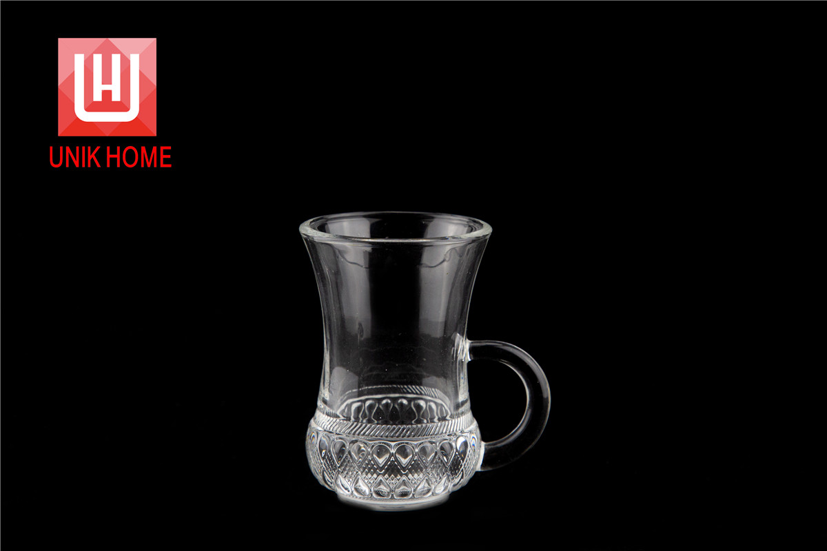 UNIK HOME Hot Sale Lotus Engraved 85ml Tea Glass Mug Beverage Drinkware For Restaurant DM237