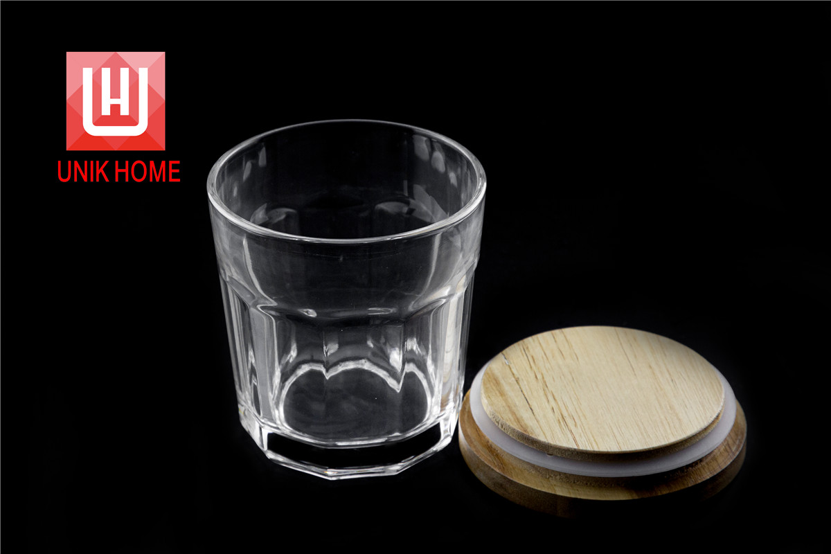 UNIK HOME Classical High Quality Hot Sales Custommized Logo Glassware Transparent Glass Coffee Cup With Bamboo Lid