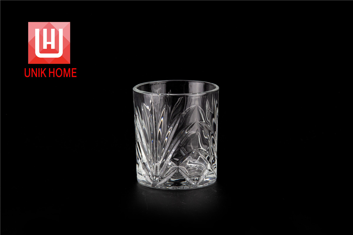 UNIK HOME Wholesale Flower Embossed Glass Wine Cup High Quality Reusable Water Whiskey Cup