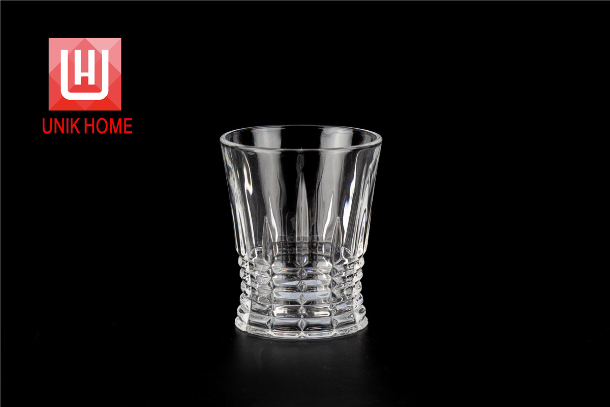 UNIK HOME Clear Traditional Design High Quality Engraved Whiskey Cup Single Wall Glass Wine Beer Mug Tumbler Hot Sales