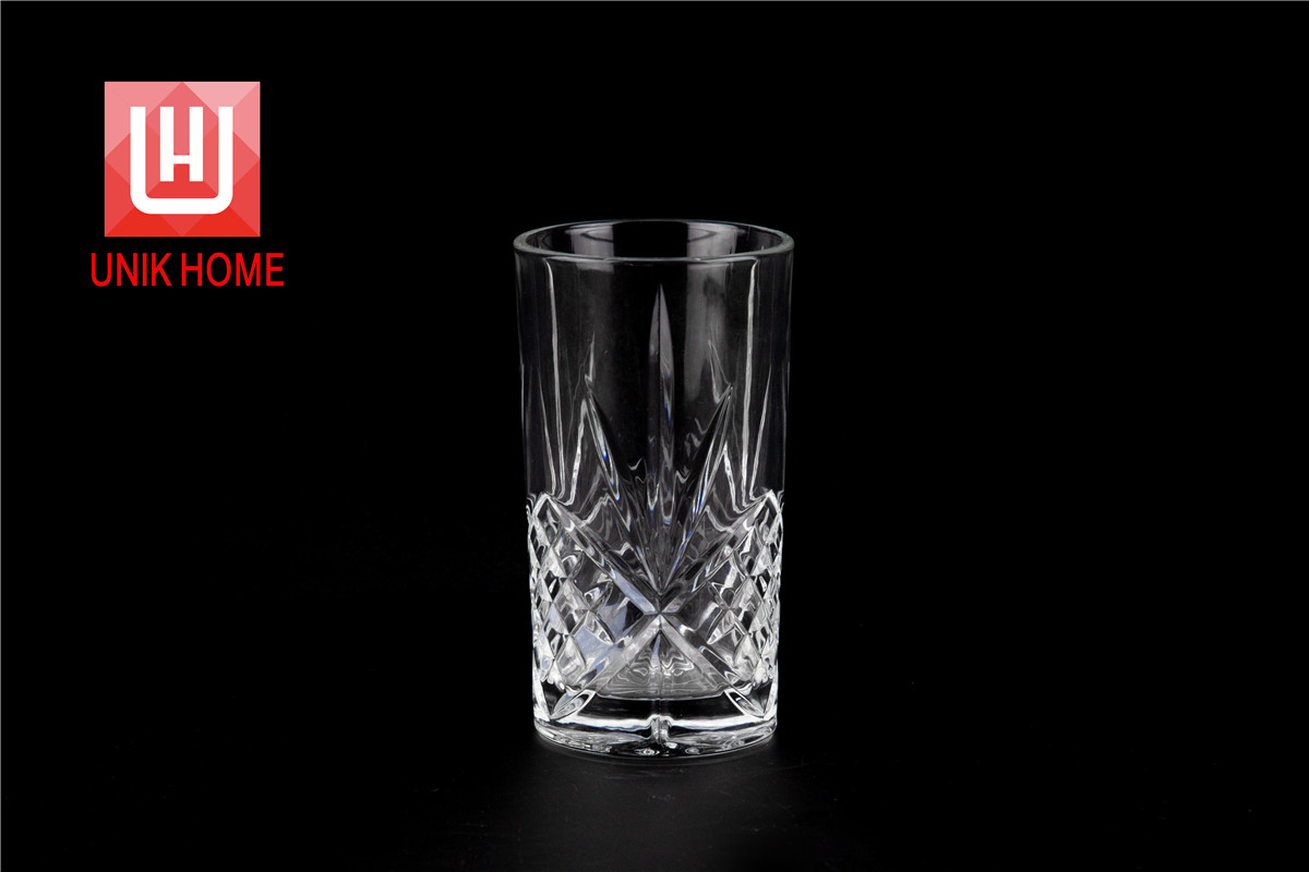 UNIK HOME Diamonds Brand Embossed Glass Juice Cup Manufacturer Customized Hot Sales Glassware