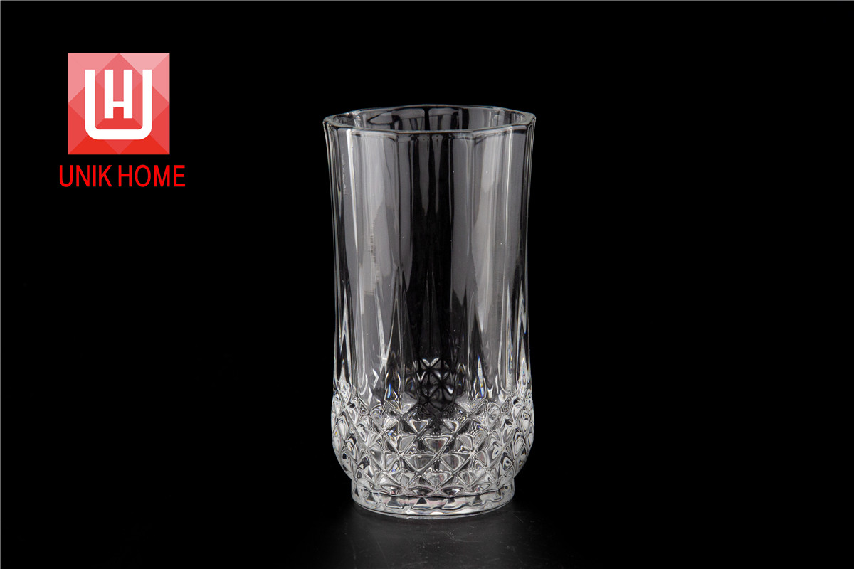 UNIK HOME Modern Design Transparent Embossed Glass Whiskey Cup Hot Sales Hotel Glassware Tumbler