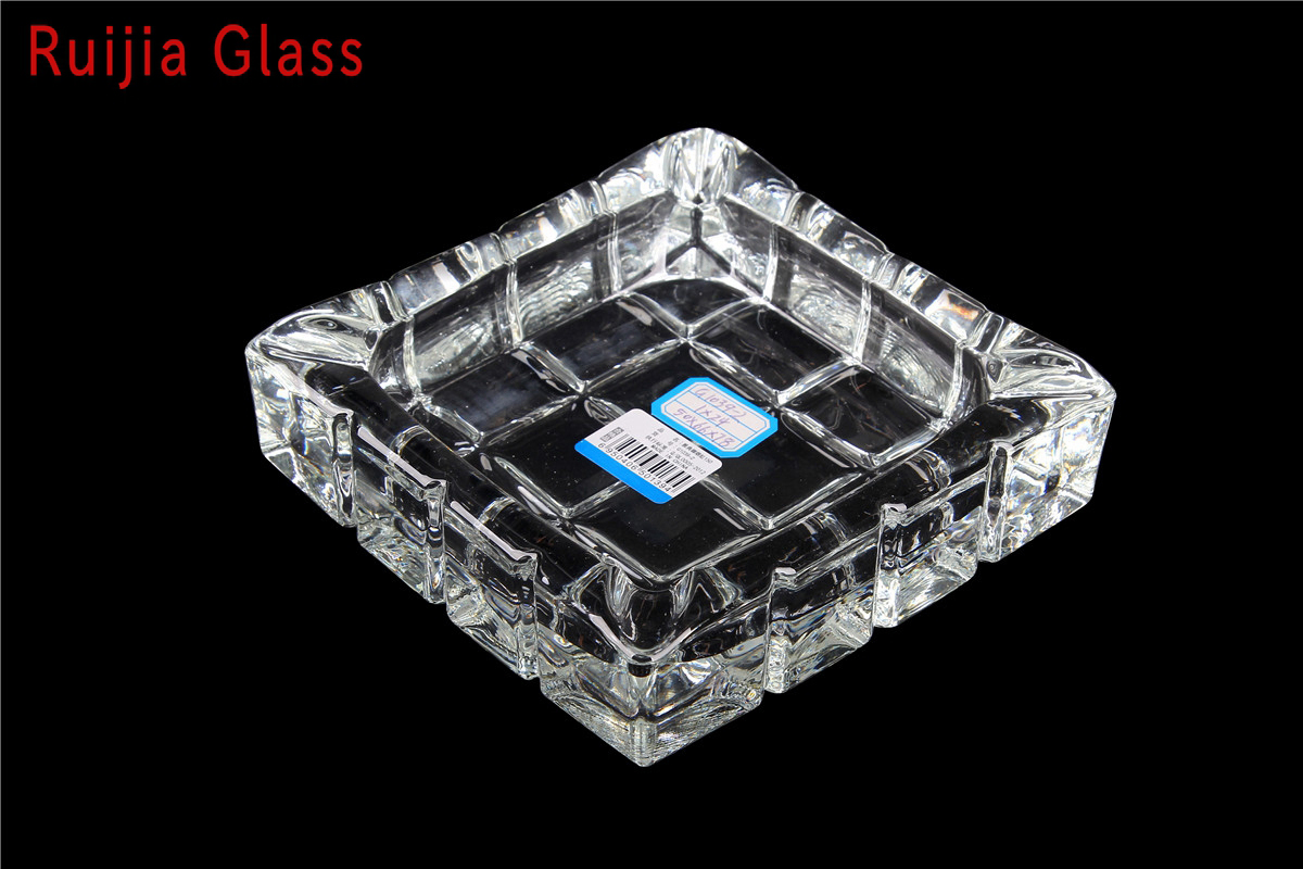 RUIJIA GLASS Cinzeiro de Cristal Quadrado Portátil Personalizado de Lembrança G1039-2