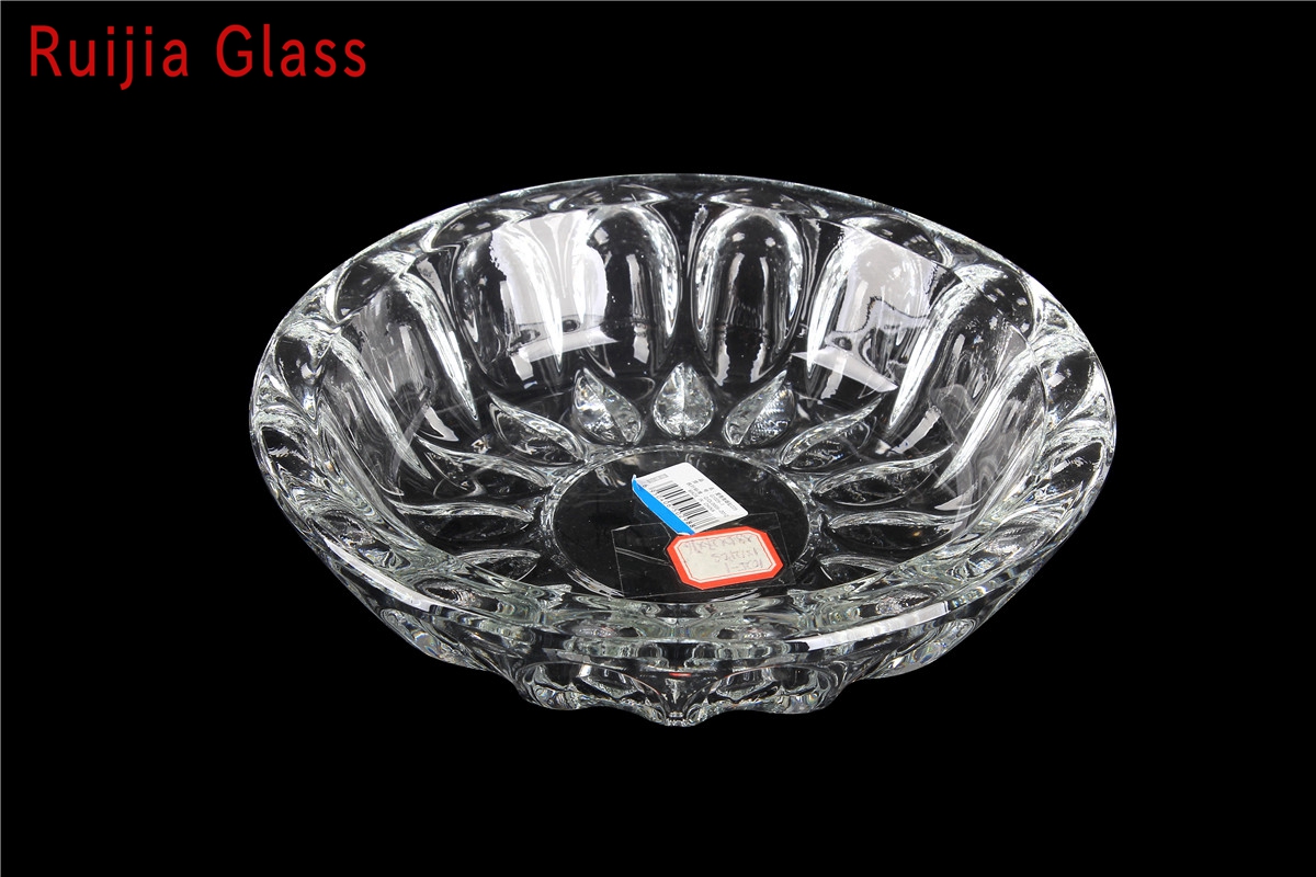 RUIJIA GLASS Cinzeiro Gravado de Cristal Redondo Grande G1025-1