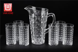 7pcs Fashion Classical Beverage Water Drinking Jug Set With Engraved Pattern 1 Jug 6pcs Goblets For Hotel Party DM8008