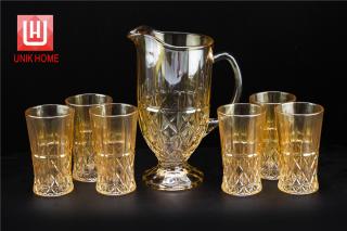 7pcs Plating Glass Drinking Set Water Glass Pitcher And Tumblers DM8009J