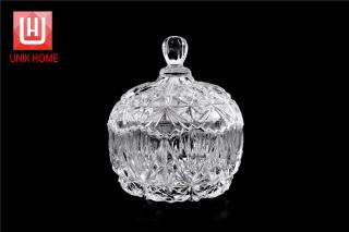 UNIK HOME Unique Pumpkin Shape High Quality Glass Candy Jar With Lid TG002