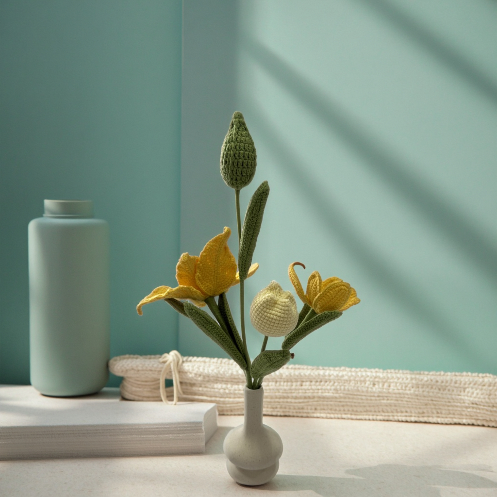 Handmade Crochet Bouquet(Vase Not Included)