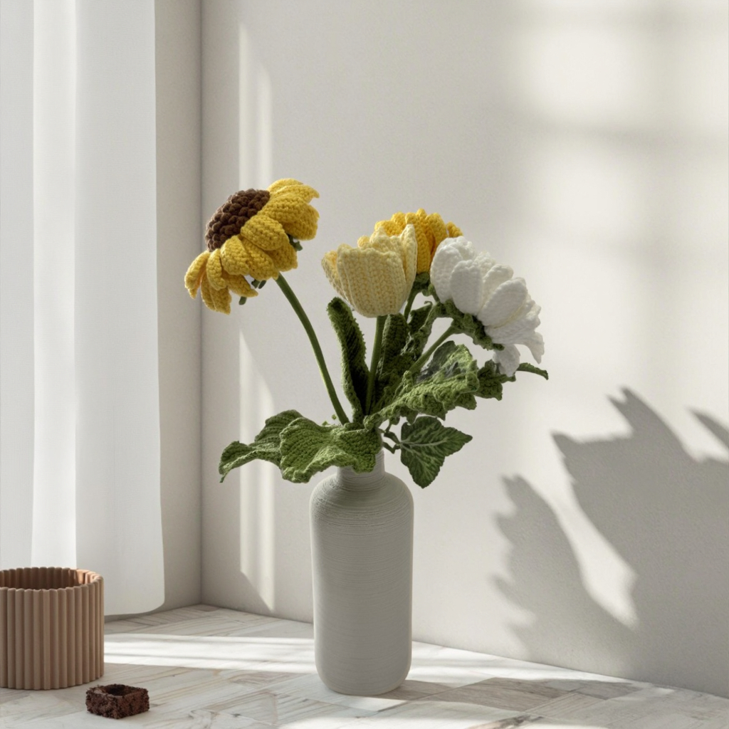 Handmade Crochet Bouquet(Vase Not Included)