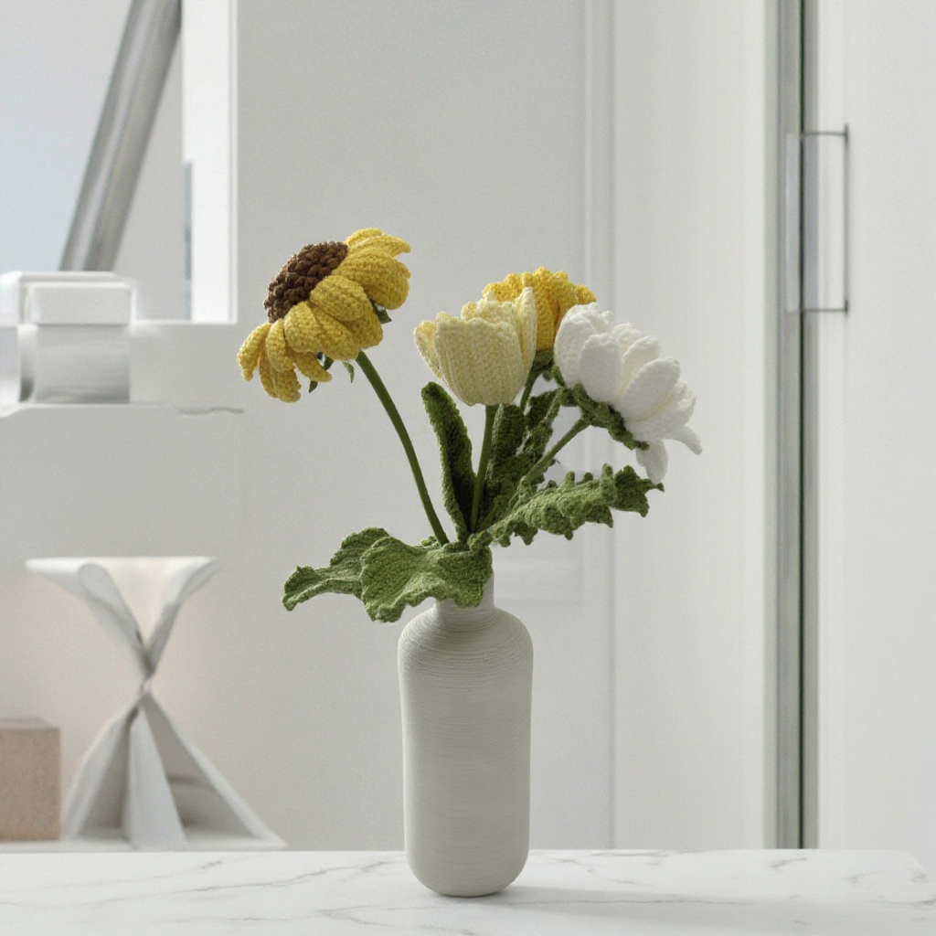 Handmade Crochet Bouquet(Vase Not Included)