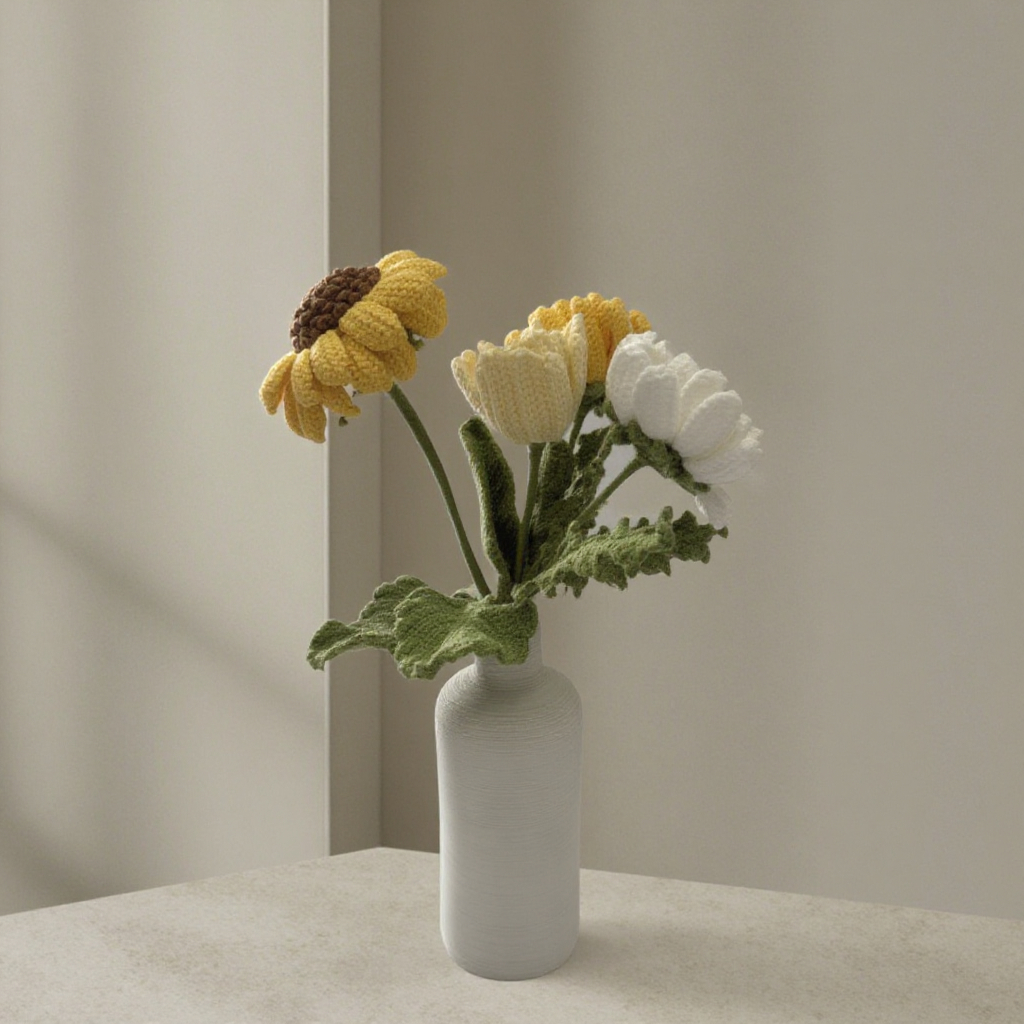 Handmade Crochet Bouquet(Vase Not Included)