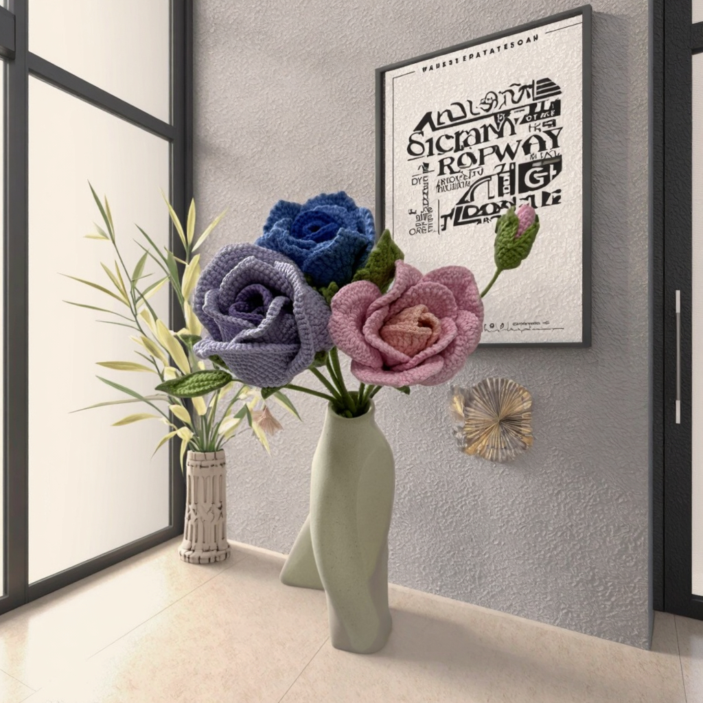 Handmade Crochet Bouquet(Vase Not Included)