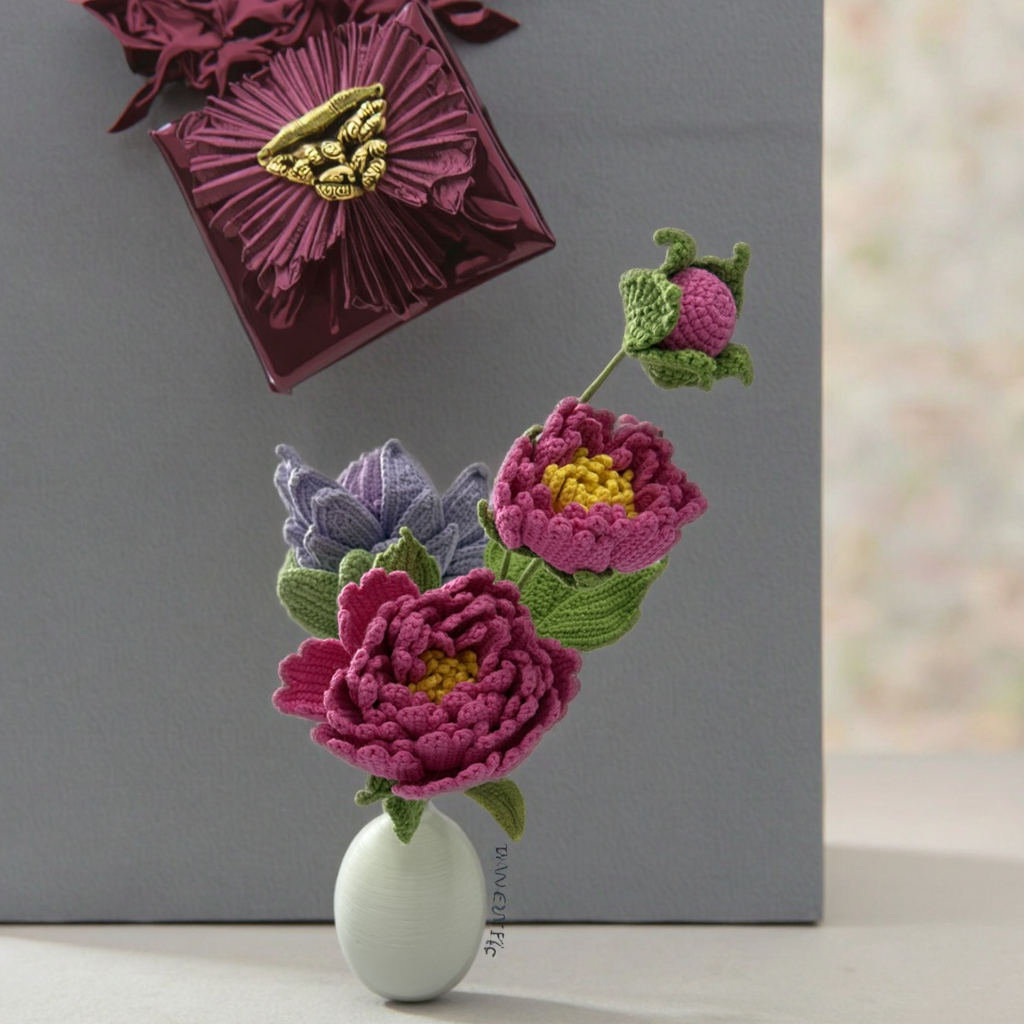 Handmade Crochet Bouquet(Vase Not Included)