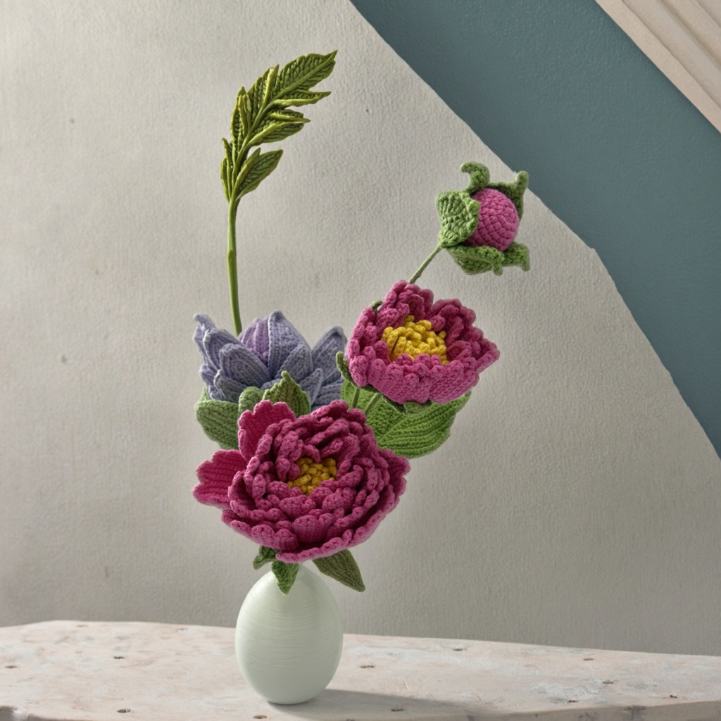 Handmade Crochet Bouquet(Vase Not Included)