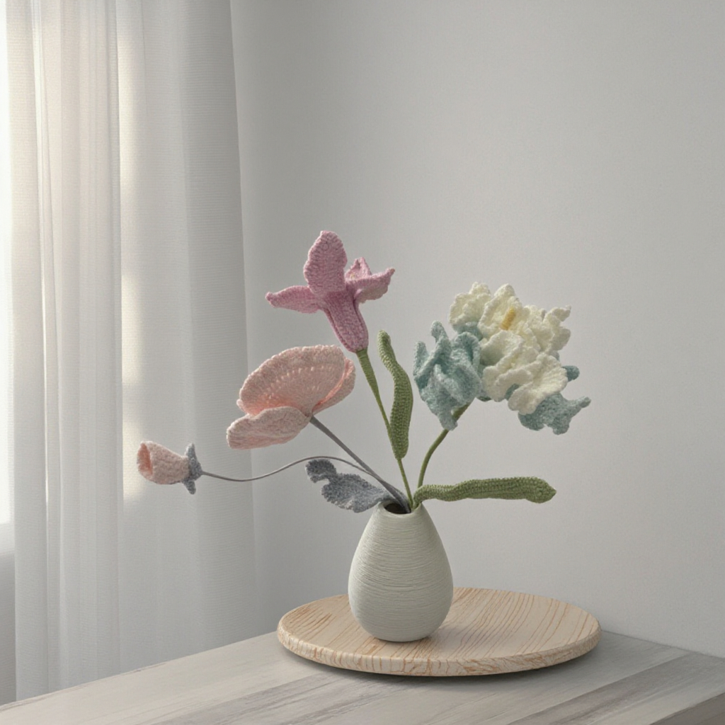 Handmade Crochet Bouquet(Vase Not Included)