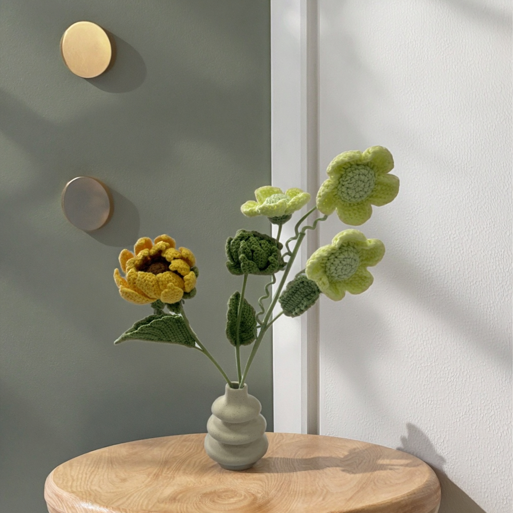 Handmade Crochet Bouquet(Vase Not Included)