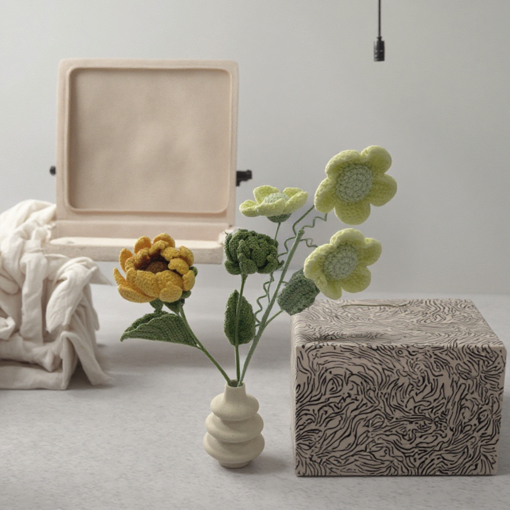 Handmade Crochet Bouquet(Vase Not Included)