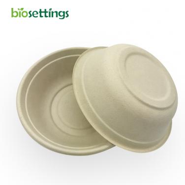 PFAS Free Eco Quality 32oz Round Disposable Bowls, Natural Sugarcane Bagasse Fibers