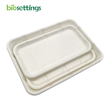 PFAS Free Custom Cheap Small Disposable Biodegradable Bamboo Tray Food Serving Wood Bamboo Meal Tray