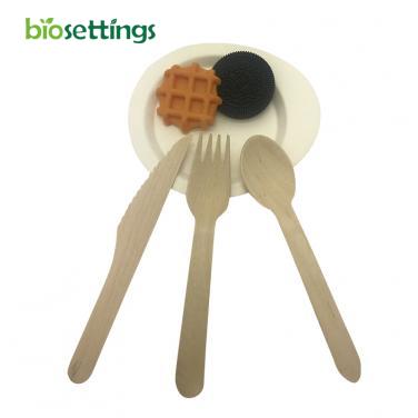 Eco-friendly 3pcs portable spoon fork set holder wood knife fork spoon wooden cutlery set disposable