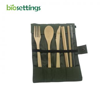 Eco-friendly travel reusable bamboo cutlery travel set