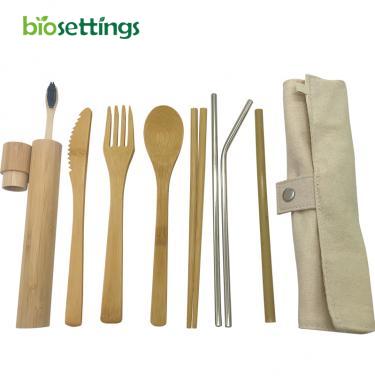 Eco-friendly travel reusable bamboo cutlery travel set
