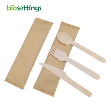 Eco-friendly 160mm Knife & fork & spoon kraft paper bag kit