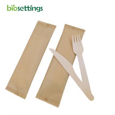 Eco-friendly 160mm knife+160mm fork kraft paper bag kit