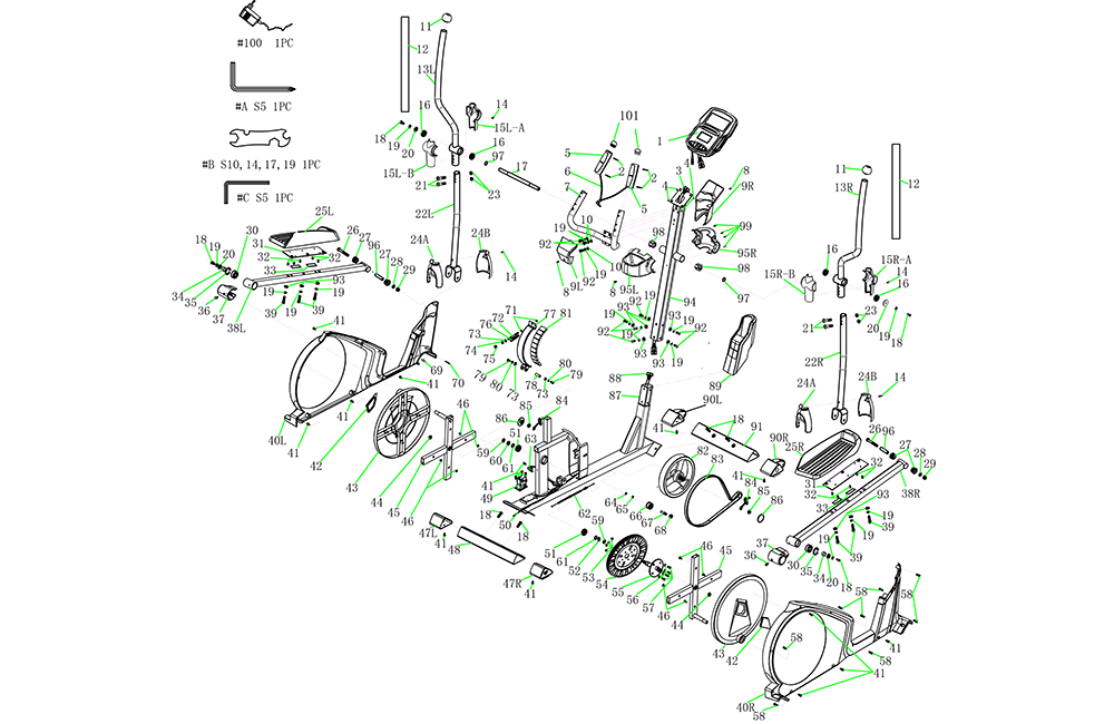 KS8501m Elliptical Exploded Diagram